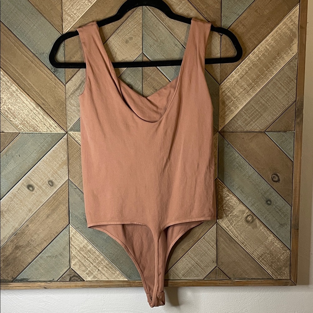 NWOT Intimately Free People CLEAN LINES Taupe Thong Bodysuit, size L/XL - Picture 4 of 9